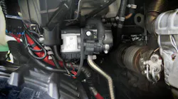 An auxiliary coolant heater is typically mounted in the engine compartment to be integrated into the truck’s coolant system. It draws coolant into a heat exchanger where it is warmed up and pumped back to the engine.