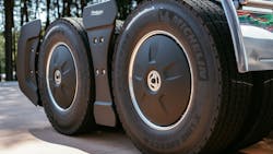 The FlowBelow Tractor AeroKit is one aerodynamic device Volvo offers customers for reducing drag. The FlowBelow Tractor AeroKit is one aerodynamic device Volvo offers customers for reducing drag.