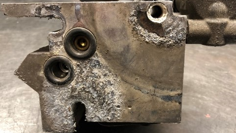 Example of air dryer corrosion.