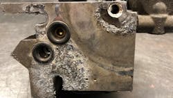 Example of air dryer corrosion. Example of air dryer corrosion.