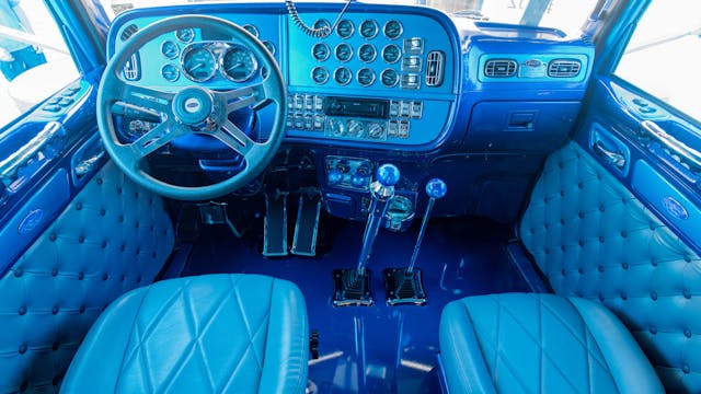 Truett Novosad decked out his 2007 Peterbilt 379 with an all-blue interior.