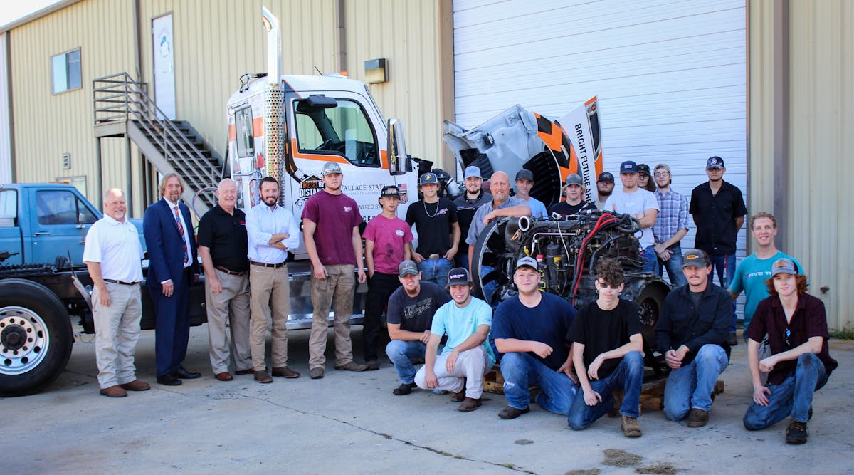 Pictured from left to right: Williamson; Rakestraw; Frazier; Bruser; Smith and Wallace State diesel technology students.
