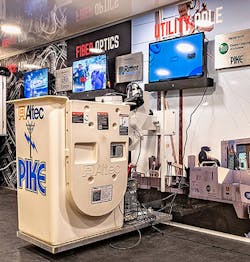 The Be Pro Be Proud mobile training truck has a simulator that teaches a user how to raise the boom and The Be Pro Be Proud mobile training truck has a simulator that teaches a user how to raise the boom and