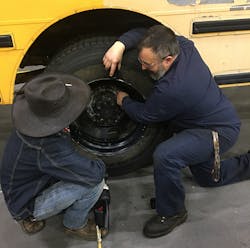 Diesel technology teacher Tyson Sontag instructs a students on the finer points of truck and bus maintenance. Diesel technology teacher Tyson Sontag instructs a students on the finer points of truck and bus maintenance.
