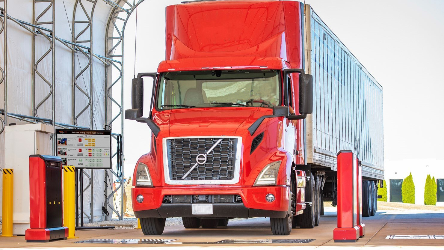 Hunter Engineering Quick Tread Heavy-Duty's camera system take images every time a vehicle&mdash;ranging from large pickups to Class 8 tractor-trailers&mdash;passes through; images can even reveal DOT violations, such as missing mudflaps, which helps to keep citations down and promote uptime. In the ground, lasers read tire tread depth, and multiple angles capture the inboard side as well to provide wide inspection coverage. Quick Tread Heavy-Duty can read single tires at the front of the vehicle, as well as duals or super singles. Robust elemental protection allows the equipment to operate through exposure to dust, dirt, rain, and more.