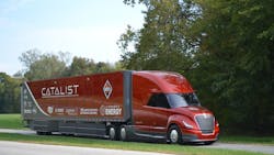 The author has a long history covering Navistar, including a tour of the Chatham, Ont., manufacturing plant for initial production of the International ProStar in 2006; the unveiling of the International LoneStar at the Chicago Auto Show in 2008; and a ride in the International CatalIST Super Truck, pictured, in 2016. The author has a long history covering Navistar, including a tour of the Chatham, Ont., manufacturing plant for initial production of the International ProStar in 2006; the unveiling of the International LoneStar at the Chicago Auto Show in 2008; and a ride in the International CatalIST Super Truck, pictured, in 2016.