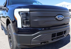 The F-150 Lightning doesn't have a traditional grill, but it still has a radiator located under the body to help regulate the temperature of the truck's chassis-mounted electric battery. The F-150 Lightning doesn't have a traditional grill, but it still has a radiator located under the body to help regulate the temperature of the truck's chassis-mounted electric battery.