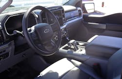 F-150 Lightning Pro will be offered in a full-size four-door, five-passenger SuperCrew configuration with easy-to-clean vinyl seats. F-150 Lightning Pro will be offered in a full-size four-door, five-passenger SuperCrew configuration with easy-to-clean vinyl seats.