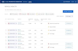 Ford Pro Telematics Essentials offers fleets web-based access to vehicle health data, including odometer readings, diagnostic trouble codes, information on oil life, and engine hours. Ford Pro Telematics Essentials offers fleets web-based access to vehicle health data, including odometer readings, diagnostic trouble codes, information on oil life, and engine hours.