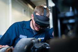To increase the impact and scope of training sessions, instructors at Penske are donning Microsoft HoloLens 2 devices on their heads, giving trainees a first-person view of a training tasks. And they reach several trainees at a time, who are watching the instructor on the XRMentor platform from a smart device or laptop. To increase the impact and scope of training sessions, instructors at Penske are donning Microsoft HoloLens 2 devices on their heads, giving trainees a first-person view of a training tasks. And they reach several trainees at a time, who are watching the instructor on the XRMentor platform from a smart device or laptop.