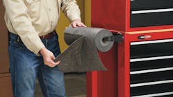 SpillTech’s Universal Commander Roll, No. GRSF1550S, and Roll Holder Dispenser with Magnets, No. A-MAGRACK, is ideal for setting up near work stations, attached to rolling carts or vehicle lifts, allowing technicians to have quick and easy access to absorbent material. SpillTech’s Universal Commander Roll, No. GRSF1550S, and Roll Holder Dispenser with Magnets, No. A-MAGRACK, is ideal for setting up near work stations, attached to rolling carts or vehicle lifts, allowing technicians to have quick and easy access to absorbent material.