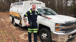 Josh Lawhorn, a mobile service technician at Dickinson Fleet Services. Josh Lawhorn, a mobile service technician at Dickinson Fleet Services.