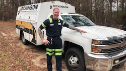Josh Lawhorn, a mobile service technician at Dickinson Fleet Services. Josh Lawhorn, a mobile service technician at Dickinson Fleet Services.
