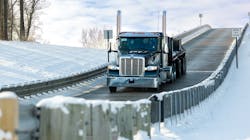 A Peterbilt Model 389, equipped with the TX-12 transmission, hauls 80,000 lb. at Eaton's proving grounds. A Peterbilt Model 389, equipped with the TX-12 transmission, hauls 80,000 lb. at Eaton's proving grounds.