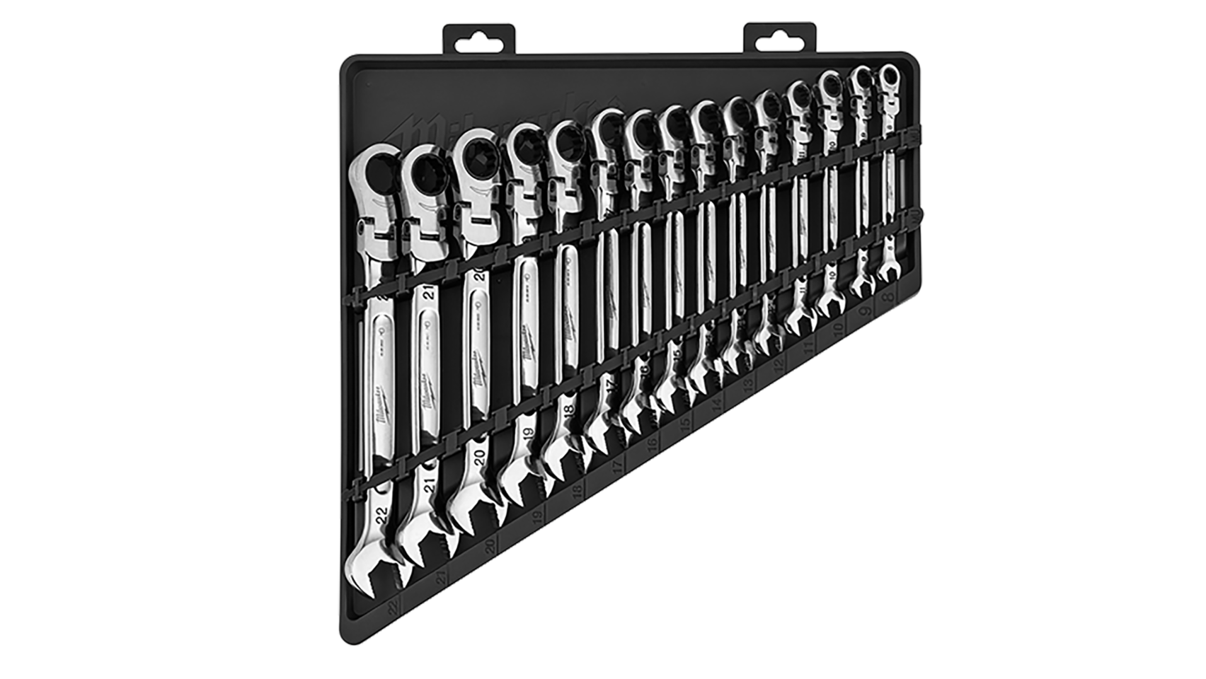15pc Metric Flex Head Ratcheting Combination Wrench Set, No. 4822