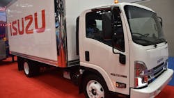 A 2023 Isuzu N-Series on the show floor at the Indianapolis Convention Center during Work Truck Week 2020. A 2023 Isuzu N-Series on the show floor at the Indianapolis Convention Center during Work Truck Week 2020.