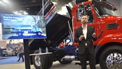 Tim Wrinkle, Mack’s construction product manager, helps introduce the Allison upgrade at the OEM's exhibit space at Work Truck Week 2022 on March 9. Tim Wrinkle, Mack’s construction product manager, helps introduce the Allison upgrade at the OEM's exhibit space at Work Truck Week 2022 on March 9.