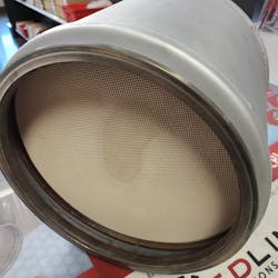 Staining on an uncatalyzed filter like this is not harmful if the cause was corrected. Staining on an uncatalyzed filter like this is not harmful if the cause was corrected.