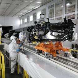 At its new plant in San Antonio, Navistar is utilizing a paint system that eliminates material waste. At its new plant in San Antonio, Navistar is utilizing a paint system that eliminates material waste.