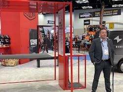 Unfit sales lead Walt Coulter debuts Legend&apos;s lightweight van flooring solution&mdash;Evolve&mdash;at Work Truck Week 2022.