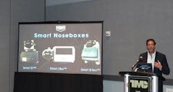 Phillips Connect CEO Rob Phillips reveals the company's new smart noseboxes at TMC 2022. Phillips Connect CEO Rob Phillips reveals the company's new smart noseboxes at TMC 2022.