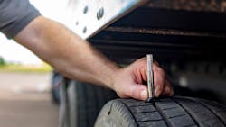 A proper pre-trip inspection involves drivers checking tire pressure before they hit the road. A proper pre-trip inspection involves drivers checking tire pressure before they hit the road.