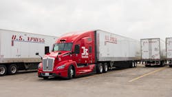 A Kodiak Robotics trailer now hauls U.S. Xpress trailers between Dallas and Atlanta. A Kodiak Robotics trailer now hauls U.S. Xpress trailers between Dallas and Atlanta.