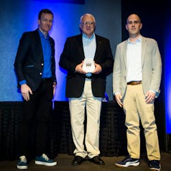 Hillyard was named the 2022 FleetOwner Private Fleet to Watch. Fleet transportation operations manager Chuck Amen, center, poses with the award, Jean-Sebastien Bouchard of Isaac Instruments, left, and Josh Fisher of FleetOwner. Hillyard was named the 2022 FleetOwner Private Fleet to Watch. Fleet transportation operations manager Chuck Amen, center, poses with the award, Jean-Sebastien Bouchard of Isaac Instruments, left, and Josh Fisher of FleetOwner.