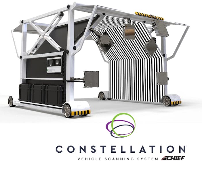 The Constellation scanning system features automated and touchless technology that quickly scans damaged vehicles, identifies hail dents, and calculates the size per dent, providing accurate results in minutes.