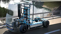 An example of how hydrogen will flow through a Mercedes-Benz GenH2, slated for customer trials in 2023.