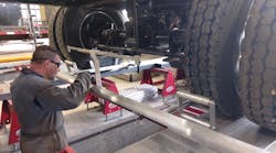 Aligning the rear axle is the final step in what Bee Line calls a &ldquo;total vehicle wheel alignment.&rdquo;