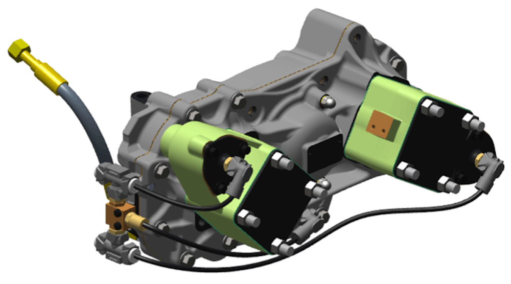 Volvo&rsquo;s transmission PTO T4X-J2X (PTRD-D3), a transmission-mounted clutch dependent power take-off (PTO) with two independently clutched rearward facing DIN connections.