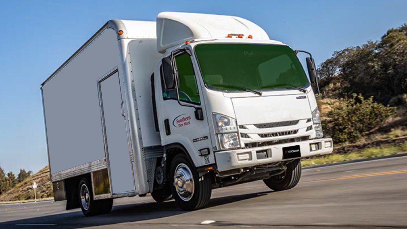 Yokohama tires keep this Southern Tire Mart delivery truck rolling.