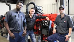 Instructor Rick Johnston (center) is molding the next wave of diesel technicians at NVI-Blairsville, which includes Brima Kallon (left) and Jay Gensemer (right). Instructor Rick Johnston (center) is molding the next wave of diesel technicians at NVI-Blairsville, which includes Brima Kallon (left) and Jay Gensemer (right).