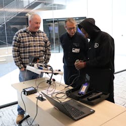 Fleet maintenance technicians run through a safety system diagnostics exercise during a Bendix training event at the company headquarters in in Avon, Ohio. Fleet maintenance technicians run through a safety system diagnostics exercise during a Bendix training event at the company headquarters in in Avon, Ohio.