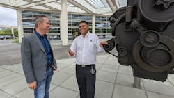 Jim Nebergall (left) and Puneet Jhawar of Cummins outside the corporate headquarters in Columbus, Indiana. Jim Nebergall (left) and Puneet Jhawar of Cummins outside the corporate headquarters in Columbus, Indiana.