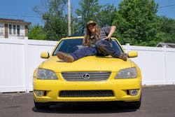 Using the space and tools to modify and tune up personal vehicles, like Ty Hayward’s yellow Lexus, is one of the most commonly used work perks at Fleet Fast. Using the space and tools to modify and tune up personal vehicles, like Ty Hayward’s yellow Lexus, is one of the most commonly used work perks at Fleet Fast.