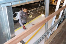 Fleet Fast technician Sergio Soreque methodically prepping box truck side panels prior to reassembling the body. This repair process can take one to two weeks, and costs one-third of a full replacement. Fleet Fast technician Sergio Soreque methodically prepping box truck side panels prior to reassembling the body. This repair process can take one to two weeks, and costs one-third of a full replacement.