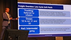 Tim Denoyer, ACT Research VP and senior analyst, discusses economic conditions during ACT's Seminar 67 on Aug. 25 in Columbus, Indiana. Tim Denoyer, ACT Research VP and senior analyst, discusses economic conditions during ACT's Seminar 67 on Aug. 25 in Columbus, Indiana.