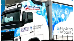 Westport displays its H2 HPDI fuel system-equipped demonstrator truck at IAA Transportation 2022 in Hanover, Germany, September 20-25, 2022.