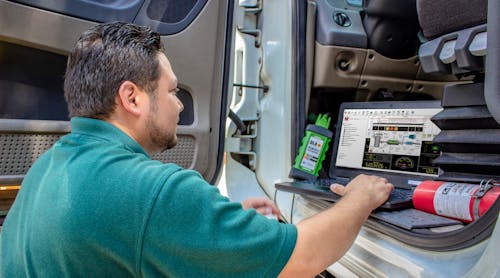 By plugging into a truck&rsquo;s OBD-II port, a technician can pull relevant aftertreatment data such as temperature to troubleshoot issues.