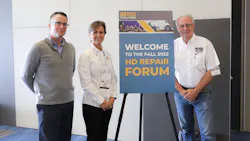 From left to right: Brendon Eckenrode, the managing director of the Collision Repair Education Foundation; Cindy Barlow, director of industry outreach for WyoTech; and George Arrants, VP of the ASE Education Foundation. From left to right: Brendon Eckenrode, the managing director of the Collision Repair Education Foundation; Cindy Barlow, director of industry outreach for WyoTech; and George Arrants, VP of the ASE Education Foundation.