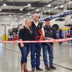 From left to right: Ashley Chitwood, vice president of marketing; Jim Mathis, president and CEO; Dave Kuhn, director of facilities; at WyoTech&apos;s ribbon-cutting ceremony on Nov. 19, 2022.