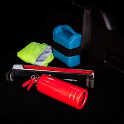 Mandatory emergency kit - fire extinguisher, vest, triangle