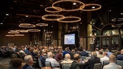 Brian Sage, Great Dane EVP of manufacturing, addresses the audience. Brian Sage, Great Dane EVP of manufacturing, addresses the audience.