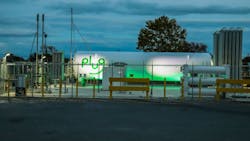 Plug Power's electrolyzers at its West Henrietta, New York gigafactory are powered by hydroelectricity to produce 'green' hydrogen. Plug Power's electrolyzers at its West Henrietta, New York gigafactory are powered by hydroelectricity to produce 'green' hydrogen.