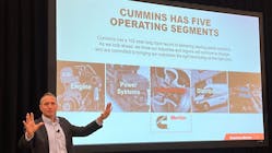 Alan Rabadi, General Manager, Global Aftermarket and Business Development, Cummins, spoke to the high-level benefits of the Cummins-Meritor business unit during HDAW 2023.