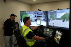 Leonard's Express makes sure to coach its drivers on a simulator from Virage Simulation. Leonard's Express makes sure to coach its drivers on a simulator from Virage Simulation.