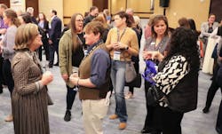 After her speech, Bonnie Greenwood (center) was approached by several longtime members of the trucking industry, including MEMA's SVP of government affairs, Ann Wilson (left). After her speech, Bonnie Greenwood (center) was approached by several longtime members of the trucking industry, including MEMA's SVP of government affairs, Ann Wilson (left).