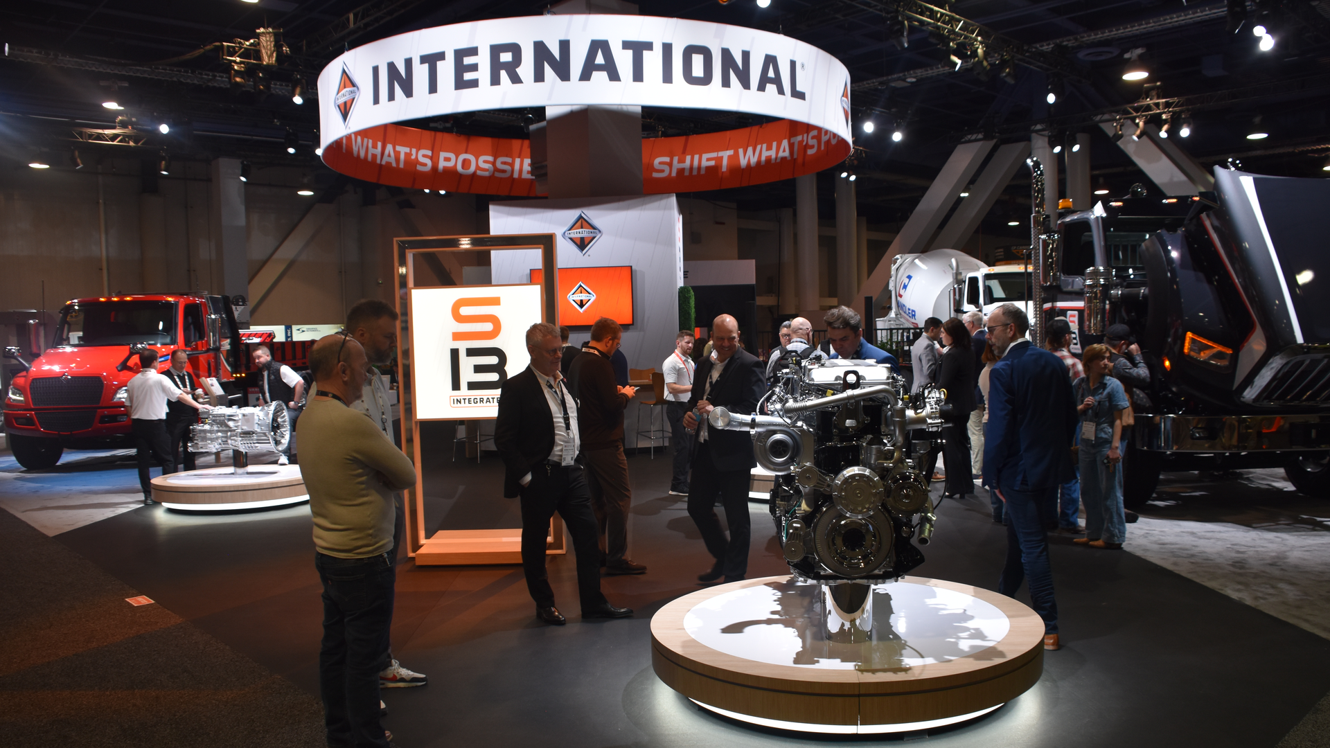 The S13 Integrated Powertrain takes a front-and-center position at International Truck&rsquo;s CONEXPO-CON/AGG 2023 exhibit space.